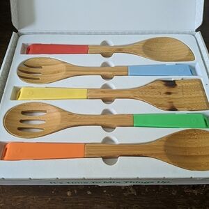 Stir Crazy Bamboo Spoons Vremi 5 Piece Bamboo Kitchen Set Spoon Spatula Etc